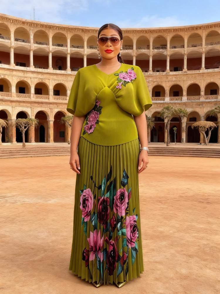 women elegant floral printed skirt set women elegant floral printed skirt set