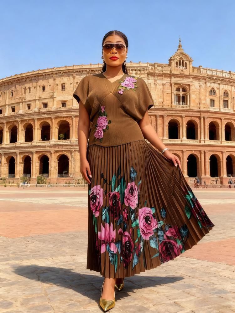 women elegant floral printed skirt set women elegant floral printed skirt set