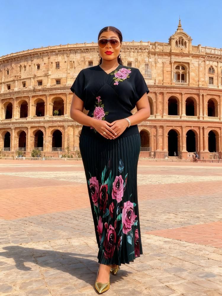 women elegant floral printed skirt set women elegant floral printed skirt set